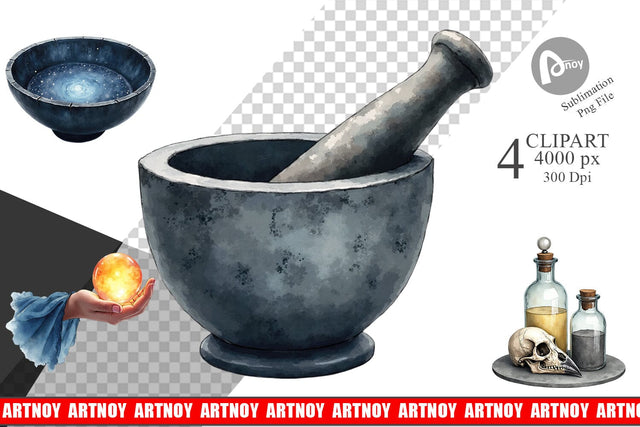 Clipart Celestial Witchy Apothecary Sublimation artnoy 