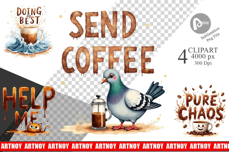 Clipart Chaos Caffeine Sarcastic Quotes Sublimation artnoy 