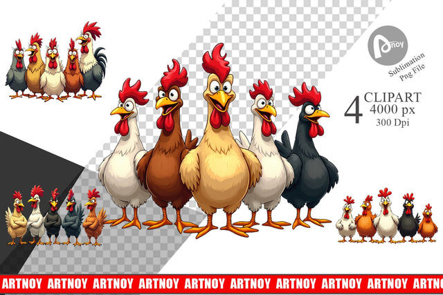 Clipart Chicken Emotion Sublimation artnoy 
