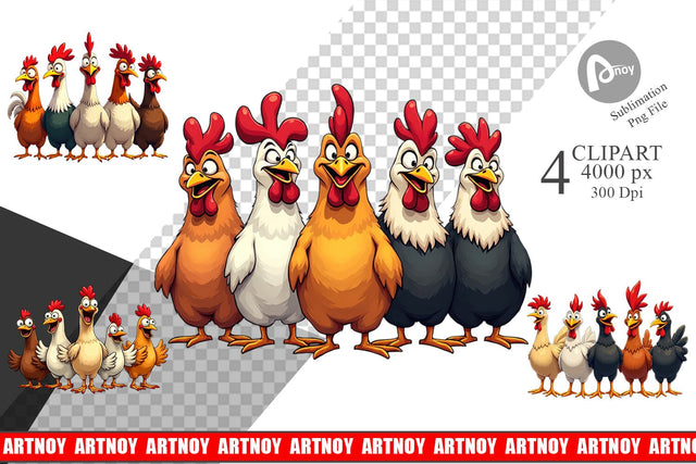Clipart Chicken Emotion Sublimation artnoy 