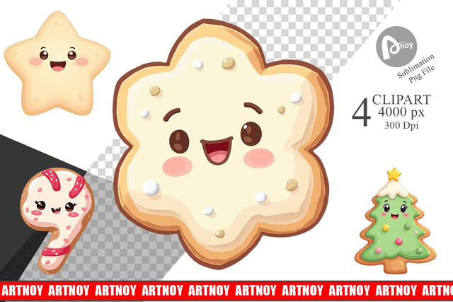 Clipart Christmas Cookies Sublimation artnoy 