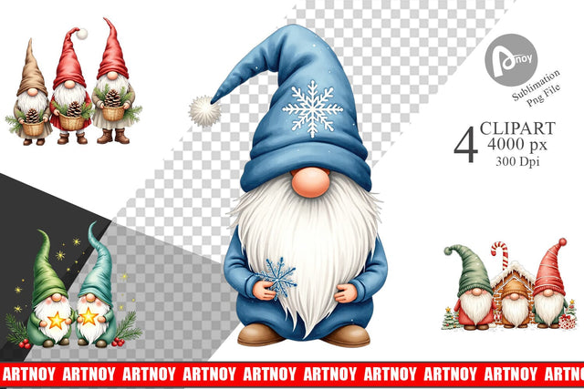 Clipart Christmas Gnome Sublimation artnoy 