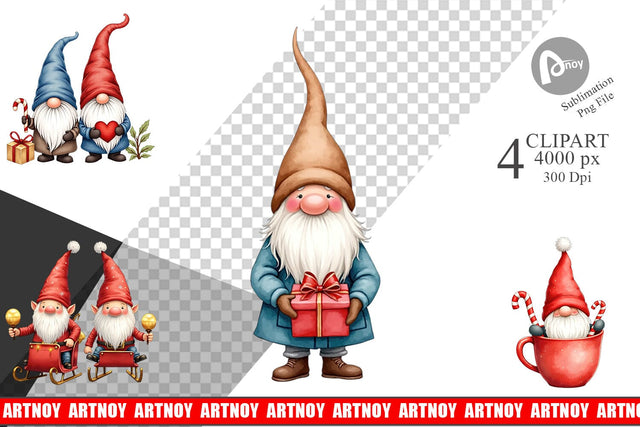 Clipart Christmas Gnome Sublimation artnoy 