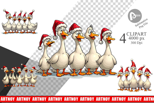 Clipart Christmas Goose Emotions Sublimation artnoy 