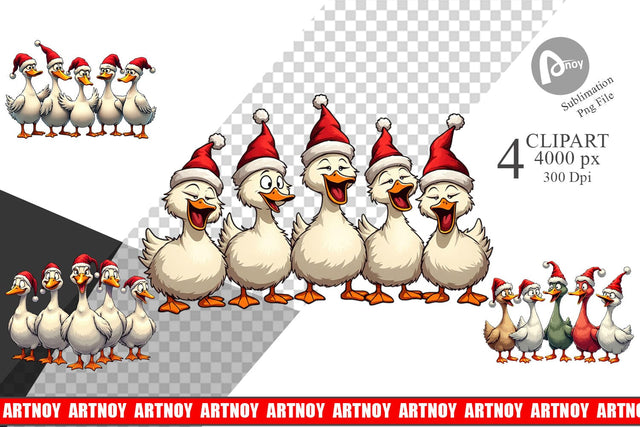 Clipart Christmas Goose Emotions Sublimation artnoy 