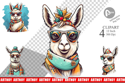 Clipart Christmas Llama Sublimation artnoy 