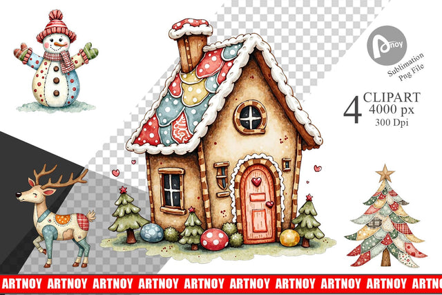 Clipart Christmas Patchwork Wonder Sublimation artnoy 