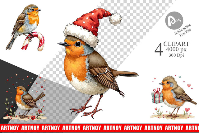 Clipart Christmas Robin Wonders Sublimation artnoy 