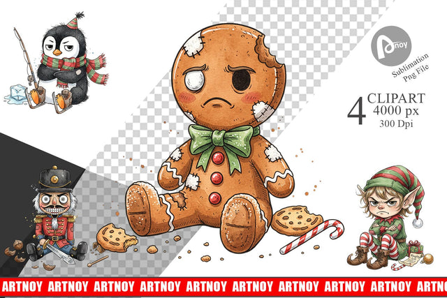 Clipart Christmas Sarcastic Character Sublimation artnoy 