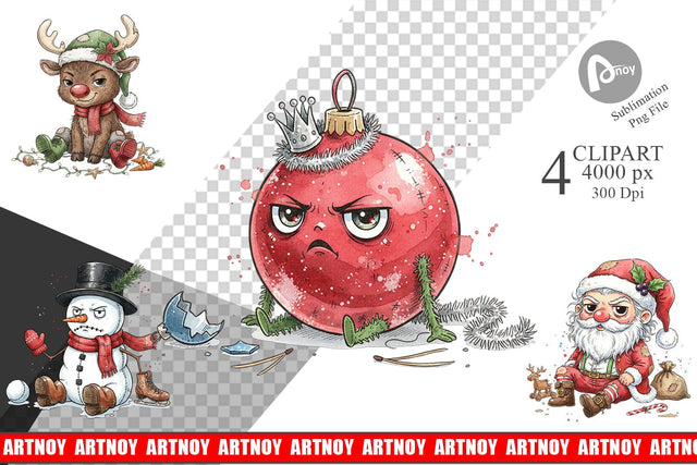 Clipart Christmas Sarcastic Character Sublimation artnoy 