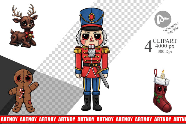 Clipart Christmas Voodoo Doll Characters Sublimation artnoy 