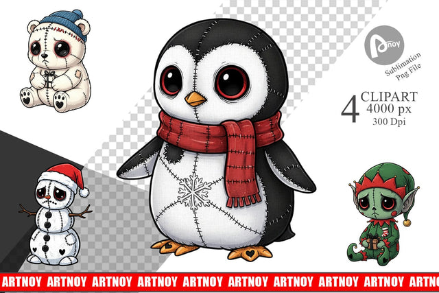 Clipart Christmas Voodoo Doll Characters Sublimation artnoy 