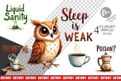 Clipart Coffee Skull Humor Sarcastic Quotes Sublimation artnoy 