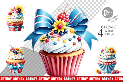 Clipart Colorful Cupcake Sublimation artnoy 