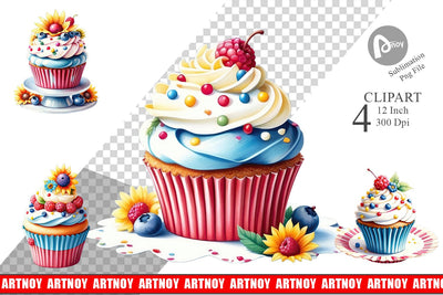 Clipart Colorful Cupcake Sublimation artnoy 