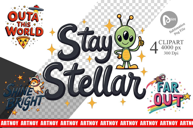 Clipart Cosmic Cravings 80s Retro Kawaii Space Quotes Sublimation artnoy 