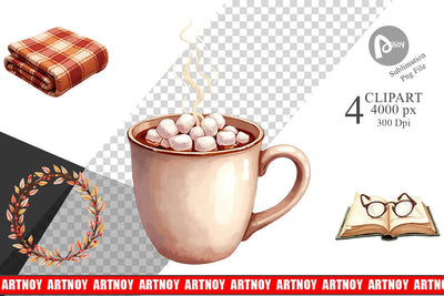 Clipart Cozy Autumn Cottage Sublimation artnoy 