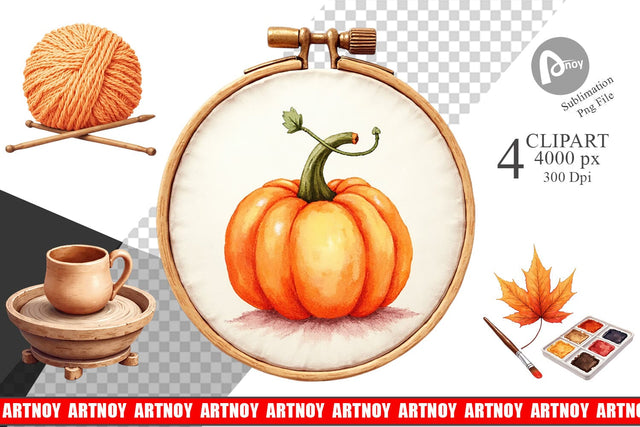 Clipart Cozy Autumn Crafting Sublimation artnoy 