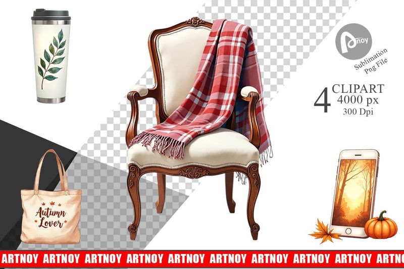 Clipart Cozy Autumn Home Office Sublimation artnoy 