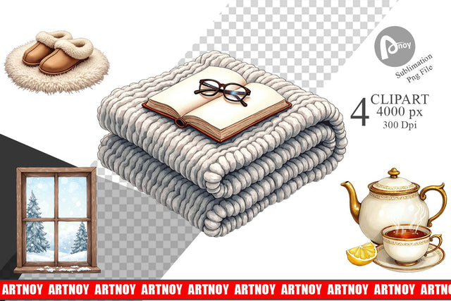 Clipart Cozy Christmas Sublimation artnoy 