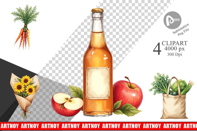 Clipart Cozy Fall Farmers Market Sublimation artnoy 