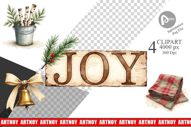 Clipart Cozy Farmhouse Christmas Sublimation artnoy 