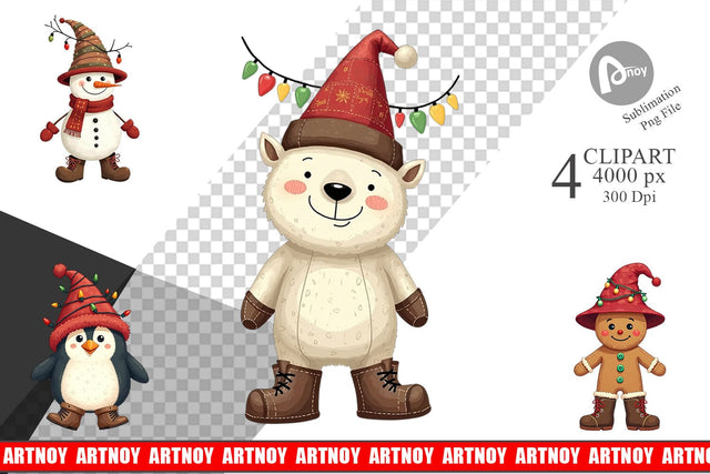 Clipart Cozy Raggedy Christmas Sublimation artnoy 