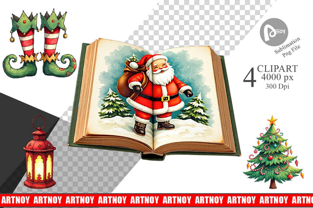 Clipart Cozy Retro Christmas Sublimation artnoy 