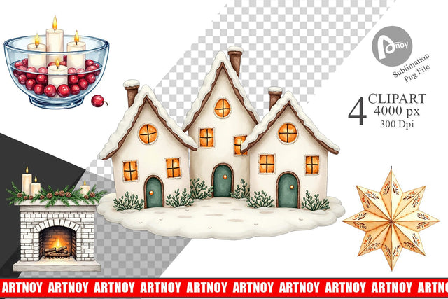 Clipart Cozy Winter Home Decor Sublimation artnoy 