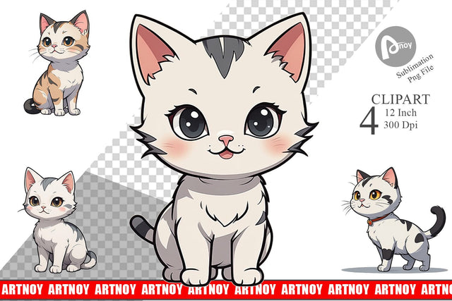 Clipart Cute Cat Sublimation artnoy 