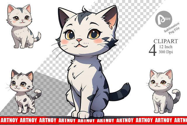 Clipart Cute Cat Sublimation artnoy 