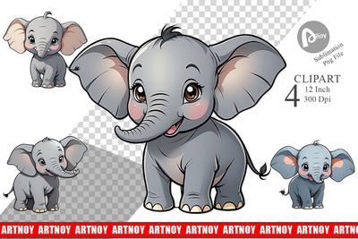 Clipart Cute Elephant Sublimation artnoy 