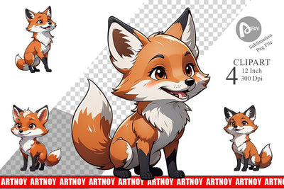 Clipart Cute Fox Sublimation artnoy 