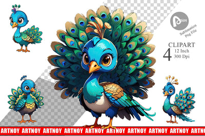 Clipart Cute Peacock Sublimation artnoy 