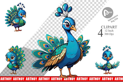 Clipart Cute Peacock Sublimation artnoy 
