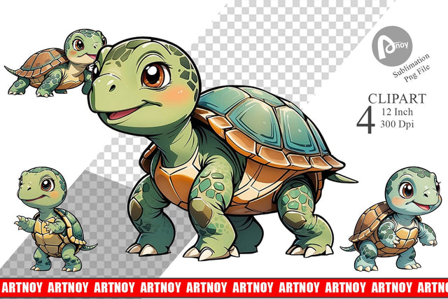 Clipart Cute Turtle Sublimation artnoy 