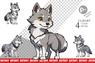 Clipart Cute Wolf Sublimation artnoy 