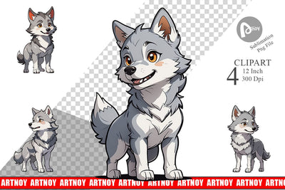 Clipart Cute Wolf Sublimation artnoy 