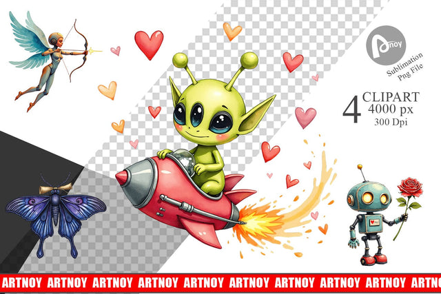 Clipart Cybernetic Cupids Cosmic Messengers Sublimation artnoy 