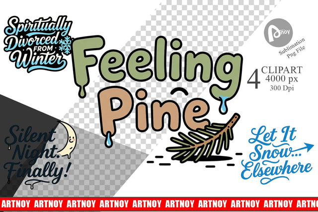 Clipart Cynical Christmas Phrases Sublimation artnoy 