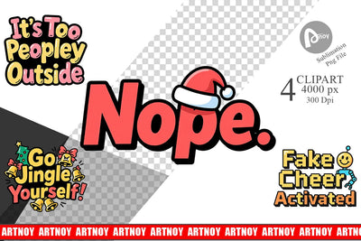 Clipart Cynical Christmas Phrases Sublimation artnoy 