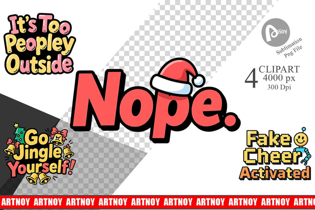 Clipart Cynical Christmas Phrases Sublimation artnoy 
