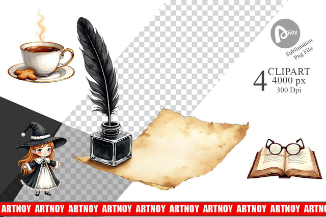 Clipart Dark Academia Scholarly Christmas Sublimation artnoy 