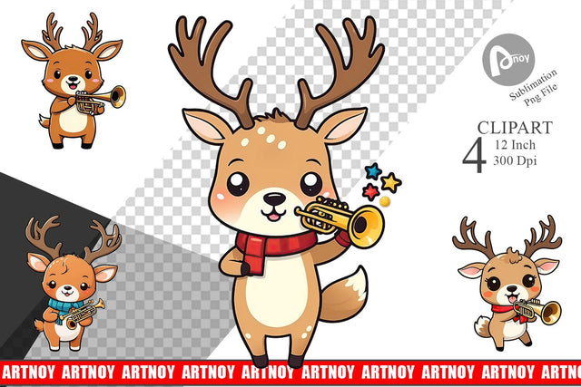 Clipart Deer New Year Sublimation artnoy 