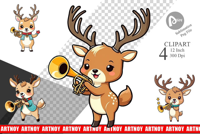 Clipart Deer New Year Sublimation artnoy 