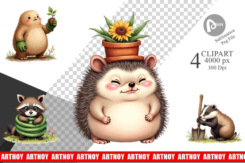 Clipart Derpy Garden Helpers Watercolor Sublimation artnoy 
