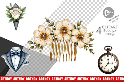 Clipart Elegant Bridal Accessories and Keepsakes Sublimation artnoy 