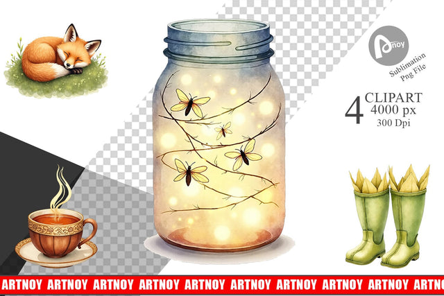 Clipart Enchanted Fall Cottagecore Sublimation artnoy 