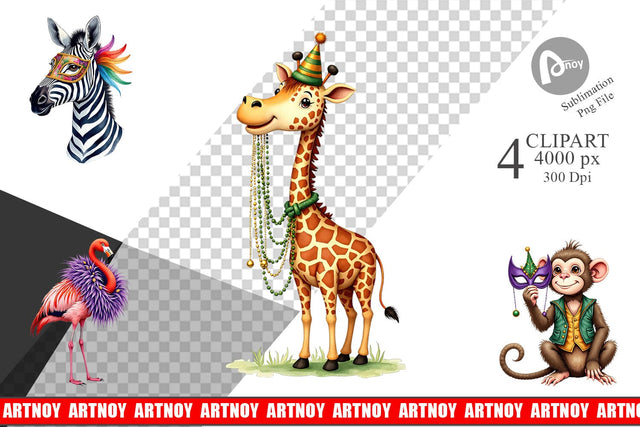 Clipart Enchanted Forest Masquerade Animal Sublimation artnoy 