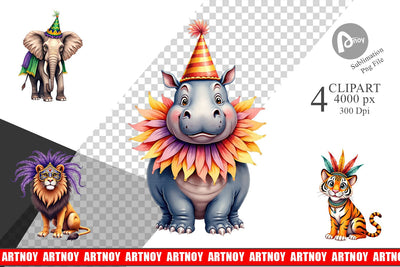 Clipart Enchanted Forest Masquerade Animal Sublimation artnoy 
